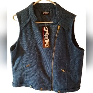 Spirited Blue with Metallic Threads Vest Size 1X NWT